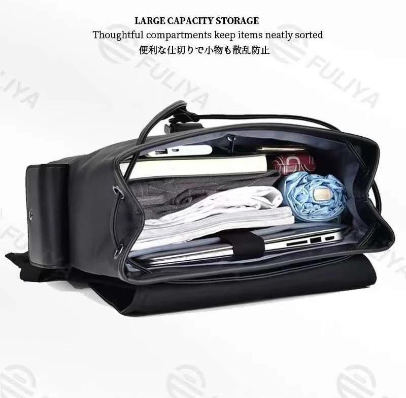 Guangzhou Fuliya Industry Co.,Ltd C-81160 Business travel laptop backpack, waterproof PU leather, large capacity, laptop compartment, front zipper pocket, side pockets, and comfortable handle - multiple colors for commuting, travel, and school.