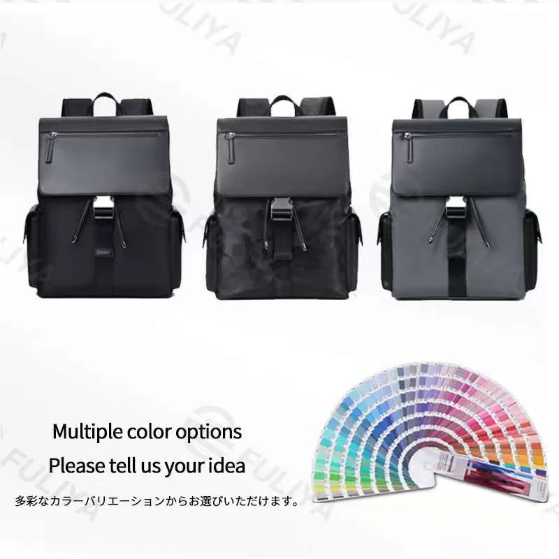 Guangzhou Fuliya Industry Co.,Ltd C-81160 Business travel laptop backpack, waterproof PU leather, large capacity, laptop compartment, front zipper pocket, side pockets, and comfortable handle - multiple colors for commuting, travel, and school.