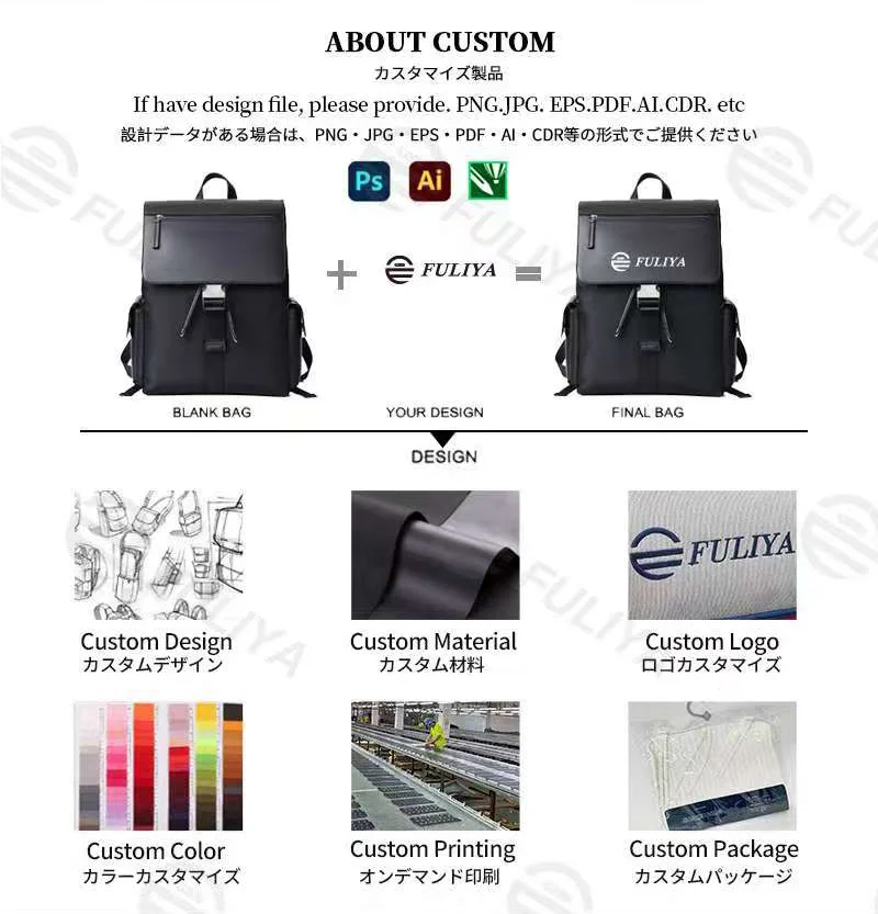 Guangzhou Fuliya Industry Co.,Ltd C-81160 Business travel laptop backpack, waterproof PU leather, large capacity, laptop compartment, front zipper pocket, side pockets, and comfortable handle - multiple colors for commuting, travel, and school.