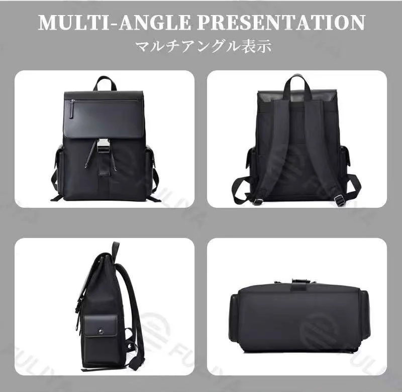 Guangzhou Fuliya Industry Co.,Ltd C-81160 Business travel laptop backpack, waterproof PU leather, large capacity, laptop compartment, front zipper pocket, side pockets, and comfortable handle - multiple colors for commuting, travel, and school.