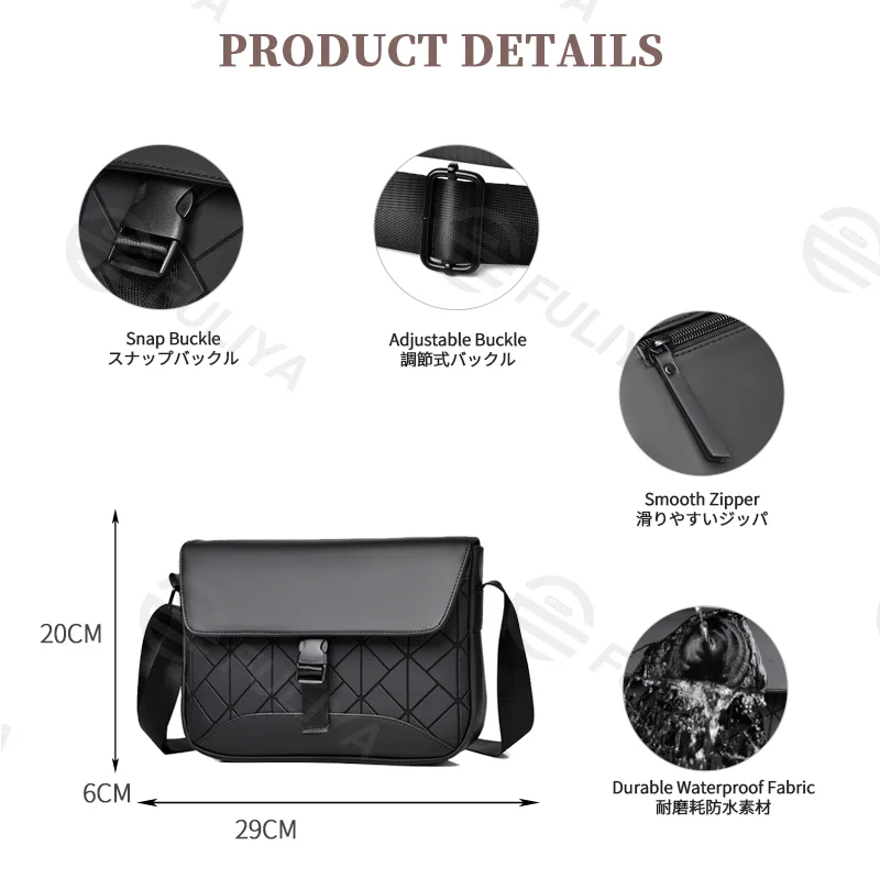 Guangzhou Fuliya Industry Co.,Ltd C-81162 Diamond-quilted crossbody bag, water-resistant, large capacity, snap buckle, adjustable buckle, and smooth zipper - multiple fabrics for casual, commuting, and daily use.