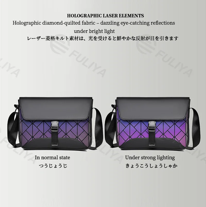 Guangzhou Fuliya Industry Co.,Ltd C-81162 Diamond-quilted crossbody bag, water-resistant, large capacity, snap buckle, adjustable buckle, and smooth zipper - multiple fabrics for casual, commuting, and daily use.