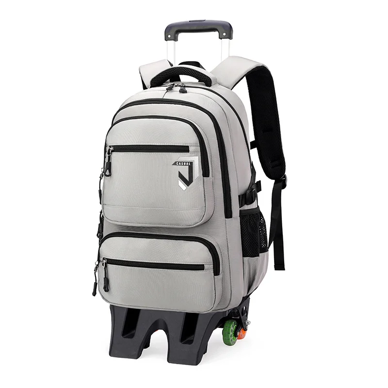 Guangzhou Fuliya Industry Co.,Ltd C-81166 Large-capacity trolley backpack, water-resistant, alloy 3-level handle and 6-wheel stair-climbing system - detachable for trolley, backpack, shoulder, or tote carry for students and travel.
