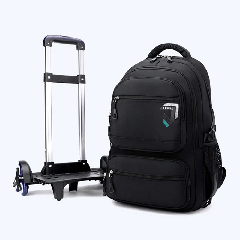 Guangzhou Fuliya Industry Co.,Ltd C-81166 Large-capacity trolley backpack, water-resistant, alloy 3-level handle and 6-wheel stair-climbing system - detachable for trolley, backpack, shoulder, or tote carry for students and travel.
