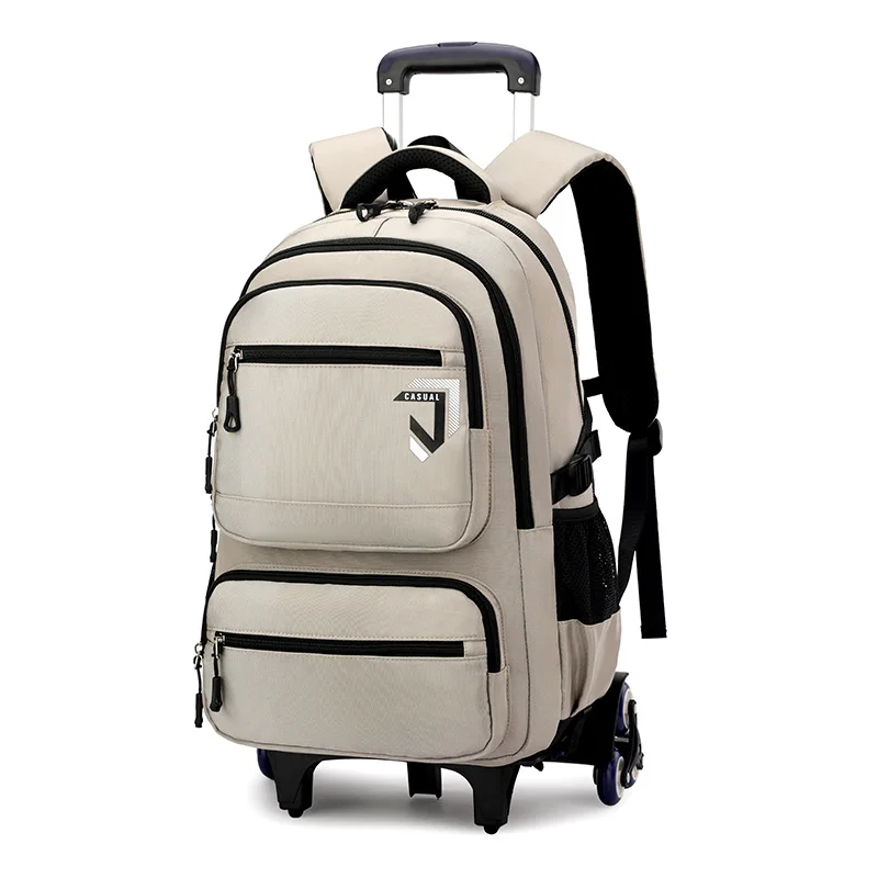 Guangzhou Fuliya Industry Co.,Ltd C-81166 Large-capacity trolley backpack, water-resistant, alloy 3-level handle and 6-wheel stair-climbing system - detachable for trolley, backpack, shoulder, or tote carry for students and travel.
