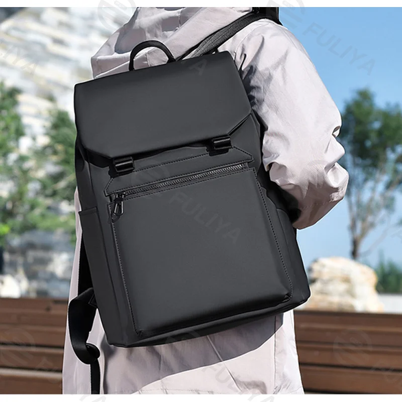 Guangzhou Fuliya Industry Co.,Ltd C-81167 Casual fashion backpack, water-resistant, large capacity, front zipper pocket, side pocket, adjustable buckle, and luggage strap - for commuting, travel, and outdoor.