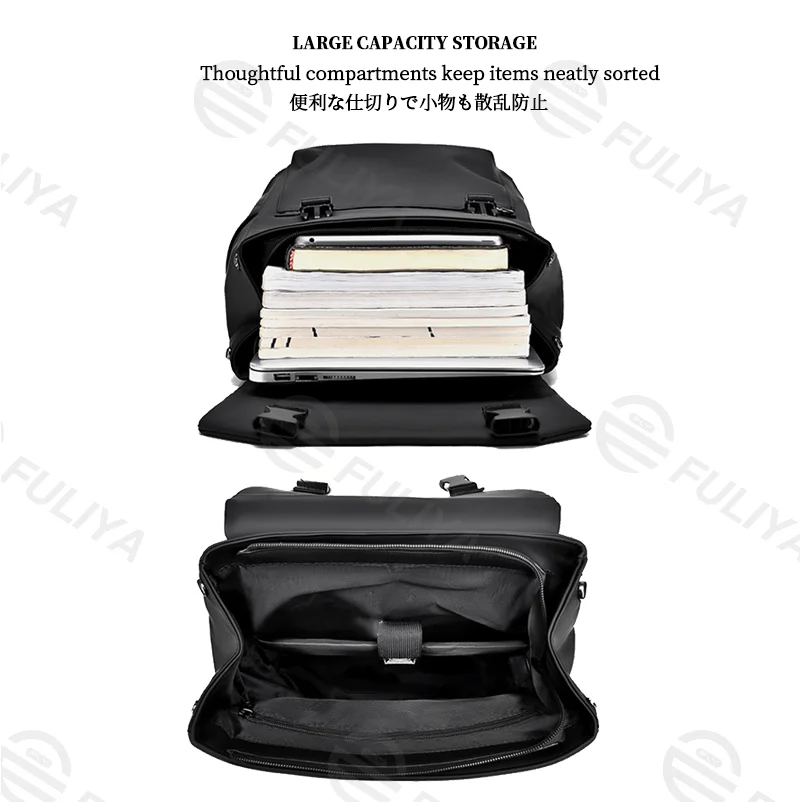 Guangzhou Fuliya Industry Co.,Ltd C-81167 Casual fashion backpack, water-resistant, large capacity, front zipper pocket, side pocket, adjustable buckle, and luggage strap - for commuting, travel, and outdoor.