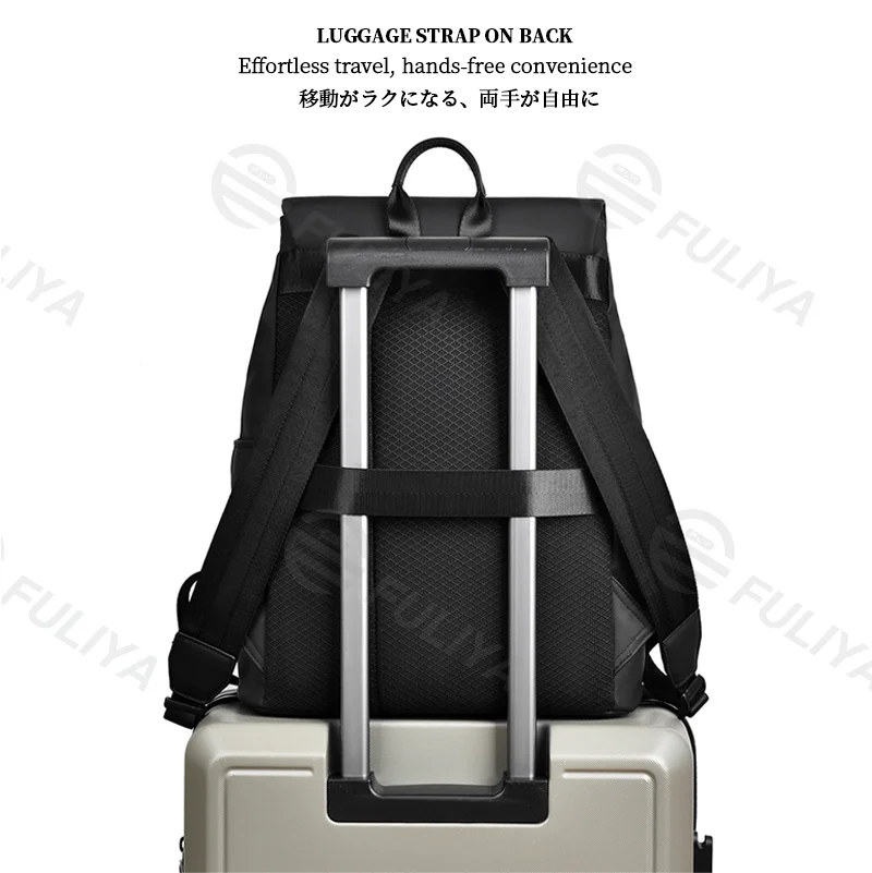 Guangzhou Fuliya Industry Co.,Ltd C-81167 Casual fashion backpack, water-resistant, large capacity, front zipper pocket, side pocket, adjustable buckle, and luggage strap - for commuting, travel, and outdoor.