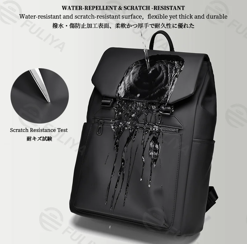 Guangzhou Fuliya Industry Co.,Ltd C-81167 Casual fashion backpack, water-resistant, large capacity, front zipper pocket, side pocket, adjustable buckle, and luggage strap - for commuting, travel, and outdoor.