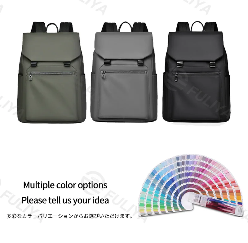 Guangzhou Fuliya Industry Co.,Ltd C-81167 Casual fashion backpack, water-resistant, large capacity, front zipper pocket, side pocket, adjustable buckle, and luggage strap - for commuting, travel, and outdoor.