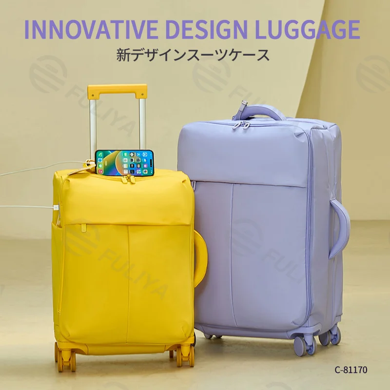 広州富麗雅実業有限会社 C-81170 超軽量キャリーバッグ、防水ナイロン、ワンタッチ収納アルミハンドル、USBポート、ダイヤルロック、静音スピナーホイール、1:9開閉設計 - 機内持ち込み・短距離旅行に。
