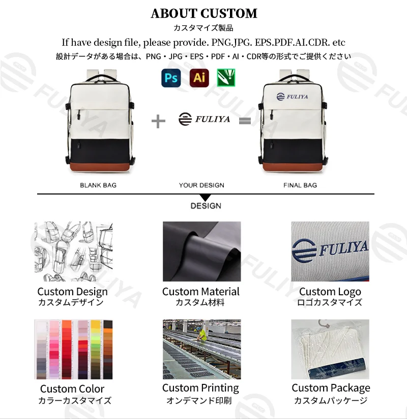 Guangzhou Fuliya Industry Co.,Ltd C-81171 Multi-functional backpack, water-resistant, large capacity, laptop compartment, shoe compartment, honeycomb breathable back panel, snap buckle, and smooth zipper - for school, travel, and daily use.
