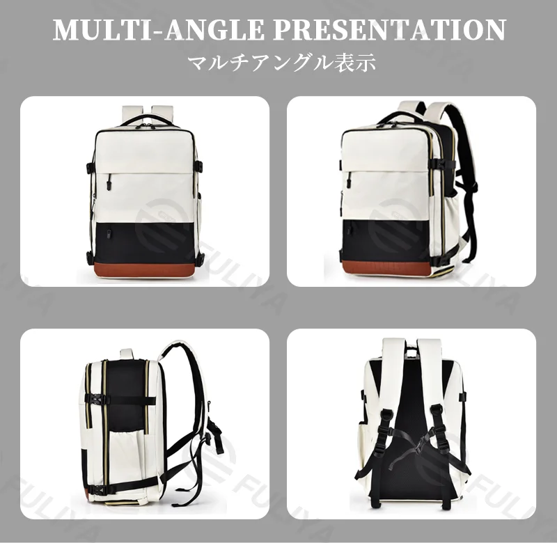 Guangzhou Fuliya Industry Co.,Ltd C-81171 Multi-functional backpack, water-resistant, large capacity, laptop compartment, shoe compartment, honeycomb breathable back panel, snap buckle, and smooth zipper - for school, travel, and daily use.