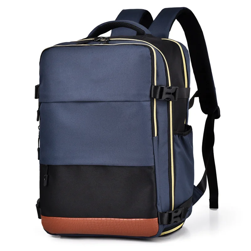 Guangzhou Fuliya Industry Co.,Ltd C-81171 Multi-functional backpack, water-resistant, large capacity, laptop compartment, shoe compartment, honeycomb breathable back panel, snap buckle, and smooth zipper - for school, travel, and daily use.