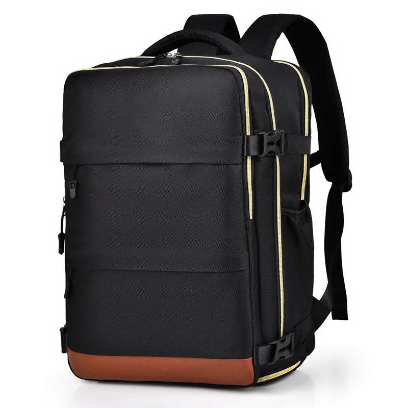 Guangzhou Fuliya Industry Co.,Ltd C-81171 Multi-functional backpack, water-resistant, large capacity, laptop compartment, shoe compartment, honeycomb breathable back panel, snap buckle, and smooth zipper - for school, travel, and daily use.