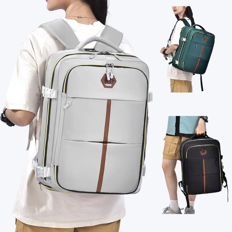 Guangzhou Fuliya Industry Co.,Ltd C-81174 Large-capacity waterproof travel backpack, dual 180° lay-flat compartments, laptop compartment, shoe compartment, honeycomb breathable back panel, and snap buckle - for commuting, travel, and school.