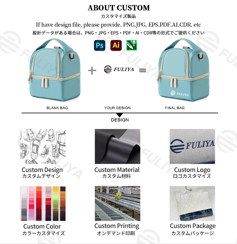 Guangzhou Fuliya Industry Co.,Ltd C-81175 Stylish breast milk cooler bag, water-resistant, dual-layer storage, insulated bottle layer, milk ice pack layer, detachable hook, and adjustable strap - shoulder, hand, or backpack carry for pumping and outings.
