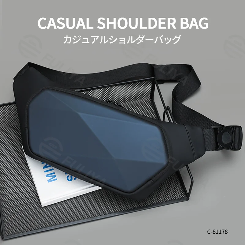 広州富麗雅実業有限会社 C-81178 メンズハードシェルチェスト・ウエストバッグ、撥水・耐磨耗、大容量多仕切り、スムーズジッパー、調節バックル、通気背パネル - ショルダー・ウエスト、通勤・スポーツ・デイリーに。