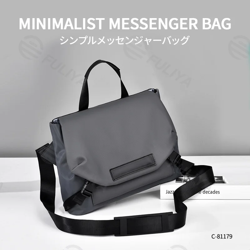広州富麗雅実業有限会社 C-81179 メンズカジュアルショルダーバッグ、撥水・防傷、大容量多仕切り、前面マグネットポケット、背面ジッパーポケット、滑り止めショルダーパッド - 通勤・出張・旅行に。