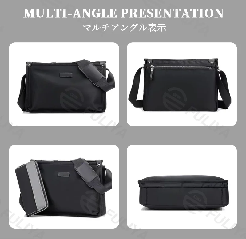 Guangzhou Fuliya Industry Co.,Ltd C-81180 Men's shoulder/crossbody bag, water-resistant Oxford fabric, large capacity, smooth zipper, non-slip shoulder pad, and adjustable buckle - for business, commuting, and daily use.