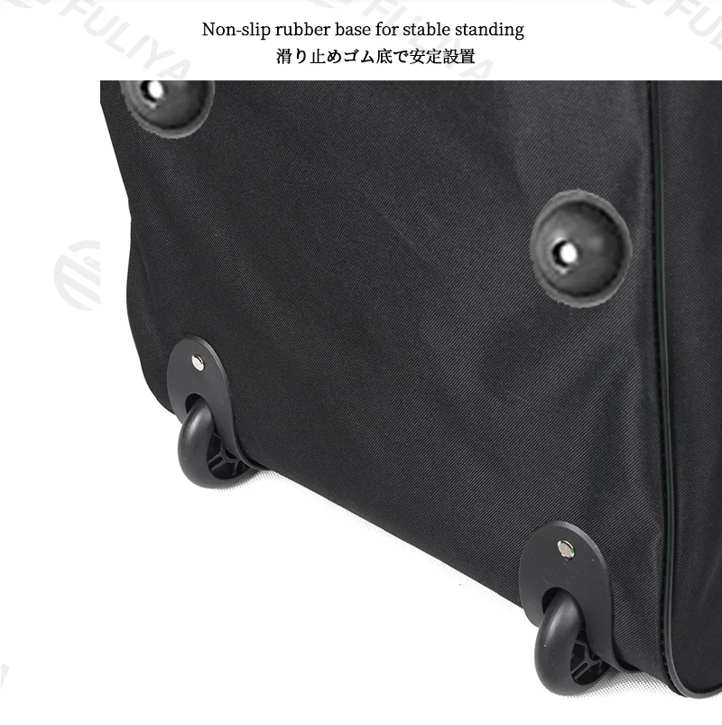Guangzhou Fuliya Industry Co.,Ltd C-81182 Golf bag dust cover, water-resistant, non-slip rubber base, lockable handles, snap buckle, front zipper pocket, and internal adjustable strap - for travel, outdoor, and daily protection.