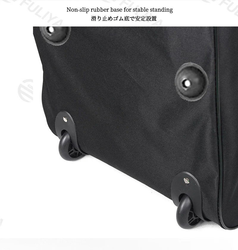 Guangzhou Fuliya Industry Co.,Ltd C-81183 Golf bag dust cover, water-resistant, non-slip rubber base, lockable handles, snap buckle, front zipper pocket, and internal adjustable strap - for travel, outdoor, and daily protection.