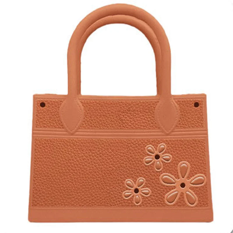 Guangzhou Fuliya Industry Co.,Ltd C-81186 EVA handbag, eco-friendly, waterproof and moisture-proof, ultra-strong and tear-resistant, with 3D decoration and DIY hole design for custom charms - for shopping, outdoor, and daily use.