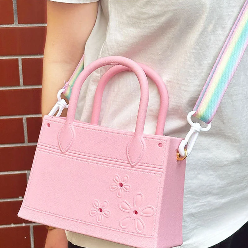 Guangzhou Fuliya Industry Co.,Ltd C-81186 EVA handbag, eco-friendly, waterproof and moisture-proof, ultra-strong and tear-resistant, with 3D decoration and DIY hole design for custom charms - for shopping, outdoor, and daily use.