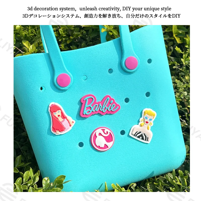 Guangzhou Fuliya Industry Co.,Ltd C-81188 EVA beach tote bag, eco-friendly, waterproof and moisture-proof, extra-large capacity and ultra-lightweight, with 3D cartoon badges and DIY customization - for kids, beach, outdoor, and daily use.