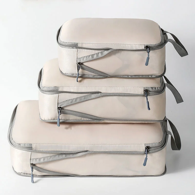 Guangzhou Fuliya Industry Co.,Ltd C-81189  6-piece travel organizer set, water-resistant, washable, multi-size storage, compression zipper, drawstring bag, shoe bag, and cosmetic pouch - for travel, business trips, and storage organization.