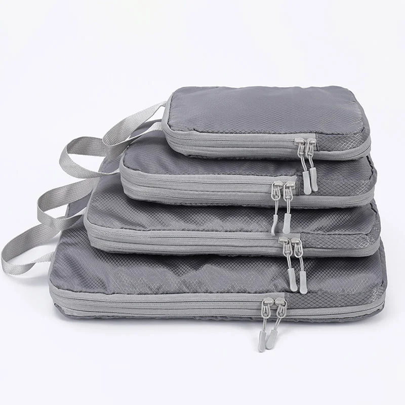 Guangzhou Fuliya Industry Co.,Ltd C-81191 4-piece travel organizer set, water-resistant, double-layer compression zipper - sorts clothes and underwear, saves space for travel, business trips, and hospital packing.