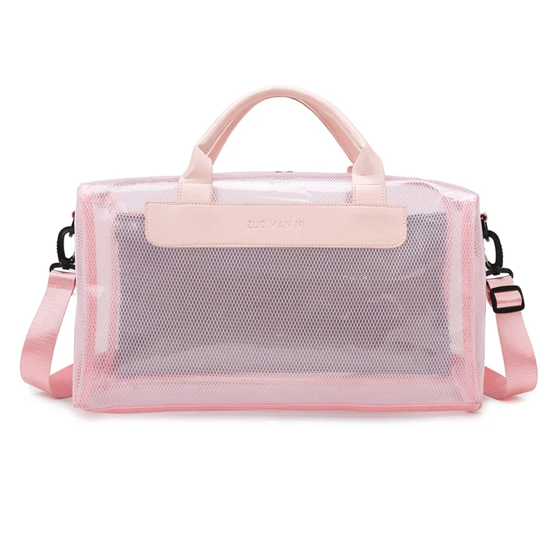 Guangzhou Fuliya Industry Co.,Ltd C-81196 PVC transparent storage bag, waterproof and lightweight, large capacity, detachable hook, adjustable strap, and wet/dry pocket - for outdoor, travel, swimming, and gym.