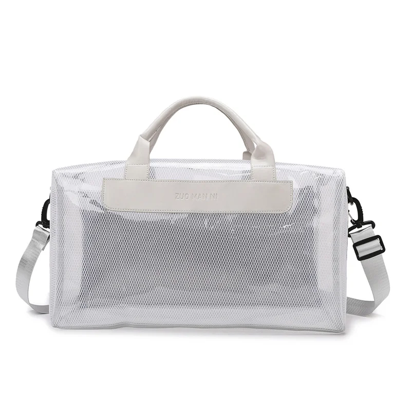 Guangzhou Fuliya Industry Co.,Ltd C-81196 PVC transparent storage bag, waterproof and lightweight, large capacity, detachable hook, adjustable strap, and wet/dry pocket - for outdoor, travel, swimming, and gym.