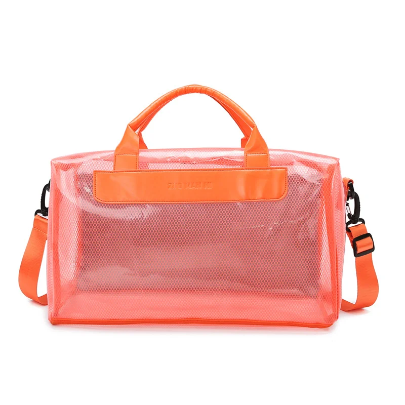 Guangzhou Fuliya Industry Co.,Ltd C-81196 PVC transparent storage bag, waterproof and lightweight, large capacity, detachable hook, adjustable strap, and wet/dry pocket - for outdoor, travel, swimming, and gym.