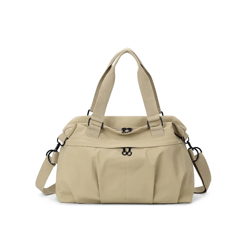 Guangzhou Fuliya Industry Co.,Ltd C-81197 Lightweight travel gym bag, large capacity, front/back zipper pockets, inner pocket, adjustable detachable strap, and luggage sleeve - hand, shoulder, or crossbody carry for travel, fitness, and yoga.