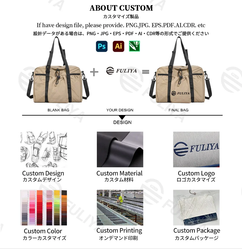 Guangzhou Fuliya Industry Co.,Ltd C-81198 Large-capacity shoulder bag, water-resistant, lightweight, drawstring closure, comfortable handle, and adjustable strap - hand, shoulder, or crossbody carry for commuting, shopping, gym, and outdoor.