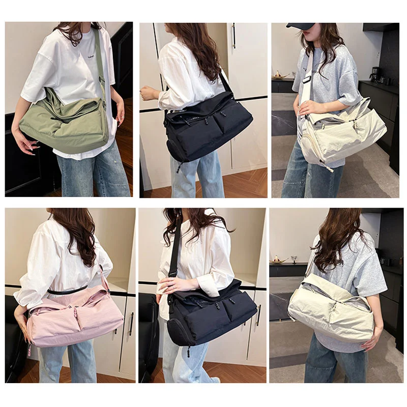 Guangzhou Fuliya Industry Co.,Ltd C-81199 Waterproof travel gym bag, large capacity, shoe compartment, wet/dry pocket, adjustable strap, and comfortable handle - hand, shoulder, or crossbody carry for travel, fitness, and sports.