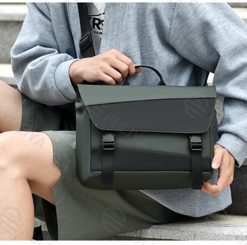 Guangzhou Fuliya Industry Co.,Ltd C-81205 Minimalist commuter shoulder bag, water-resistant and scratch-resistant, multi-layer large capacity, reinforced shoulder strap and comfortable handle, front and back zipper pockets - for daily use and travel.
