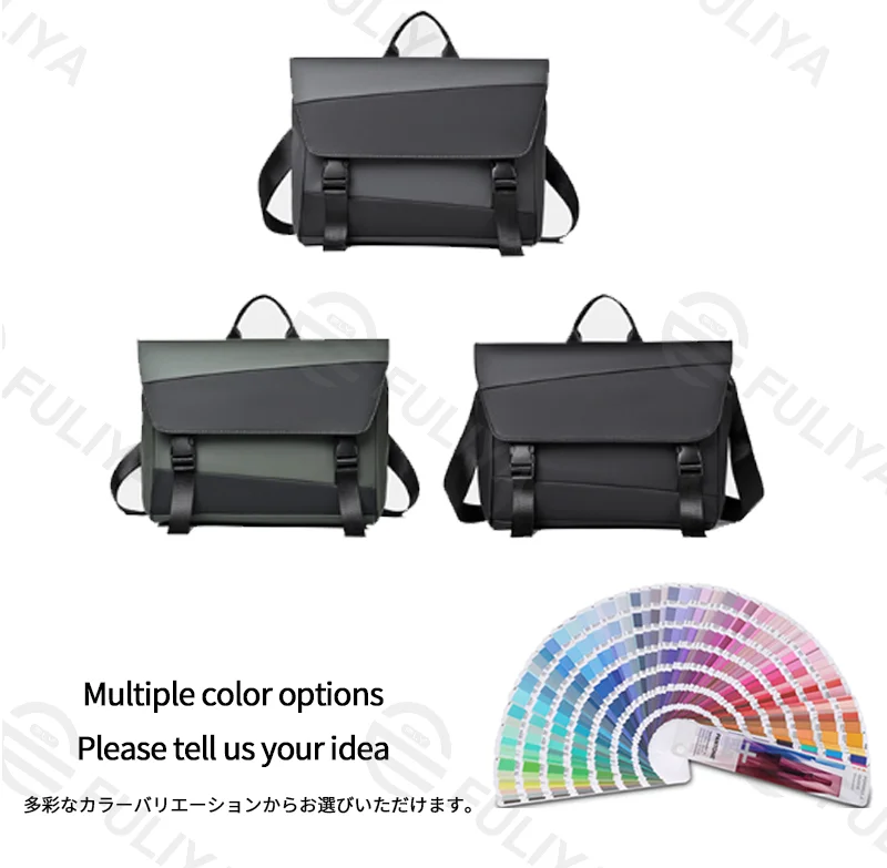 Guangzhou Fuliya Industry Co.,Ltd C-81205 Minimalist commuter shoulder bag, water-resistant and scratch-resistant, multi-layer large capacity, reinforced shoulder strap and comfortable handle, front and back zipper pockets - for daily use and travel.