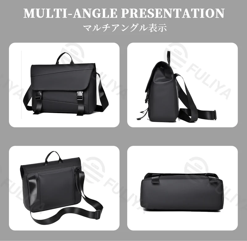 Guangzhou Fuliya Industry Co.,Ltd C-81205 Minimalist commuter shoulder bag, water-resistant and scratch-resistant, multi-layer large capacity, reinforced shoulder strap and comfortable handle, front and back zipper pockets - for daily use and travel.