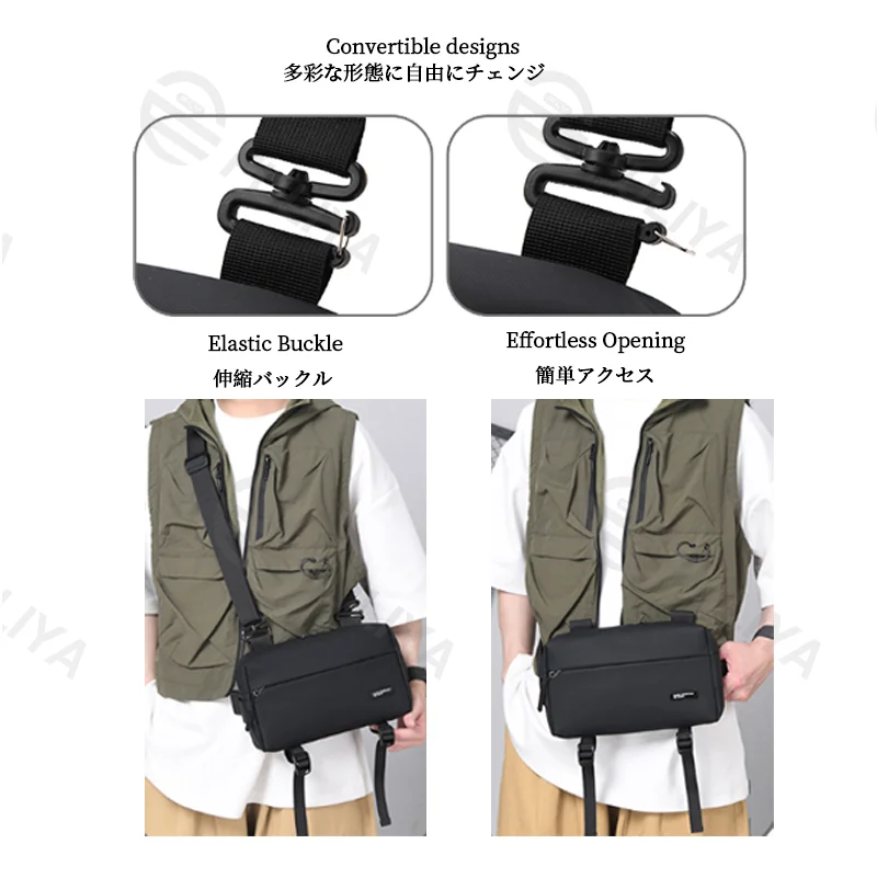 Guangzhou Fuliya Industry Co.,Ltd C-81206 Outdoor casual crossbody bag, multi-functional bottom strap for water bottles or tripods, large capacity with multi-layer storage, water-resistant fabric - for cycling, sports, and photography.