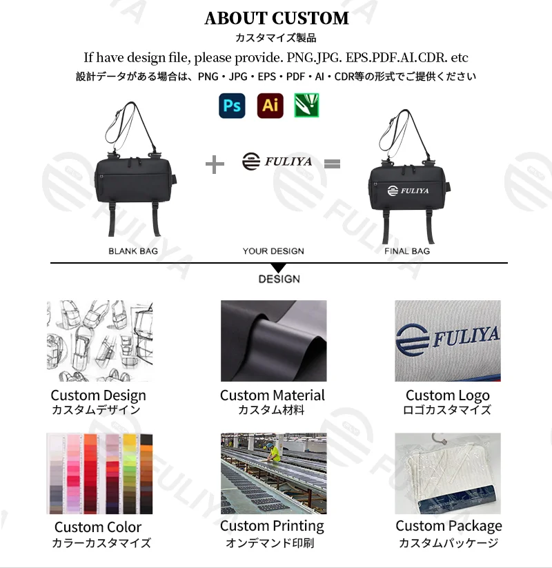 Guangzhou Fuliya Industry Co.,Ltd C-81206 Outdoor casual crossbody bag, multi-functional bottom strap for water bottles or tripods, large capacity with multi-layer storage, water-resistant fabric - for cycling, sports, and photography.