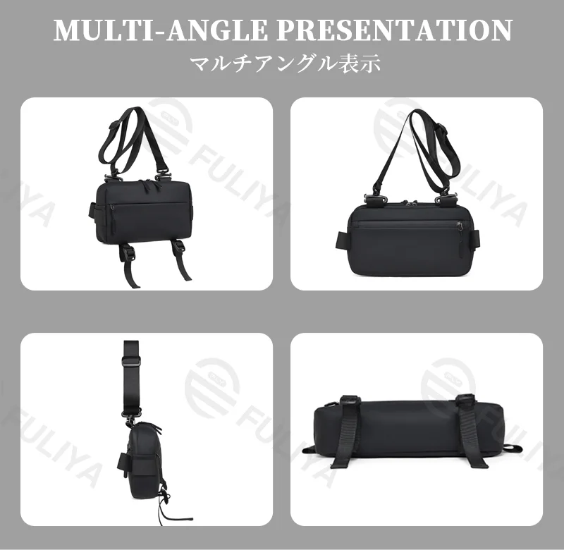 Guangzhou Fuliya Industry Co.,Ltd C-81206 Outdoor casual crossbody bag, multi-functional bottom strap for water bottles or tripods, large capacity with multi-layer storage, water-resistant fabric - for cycling, sports, and photography.