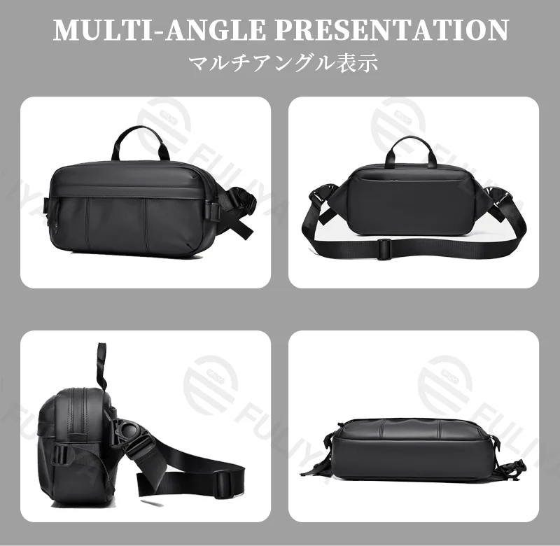 Guangzhou Fuliya Industry Co.,Ltd C-81207 Lightweight waterproof men's crossbody bag, multi-compartment storage, swivel quick-release buckle, adjustable strap and comfortable handle - wear as chest or crossbody for commuting, cycling, and sports.