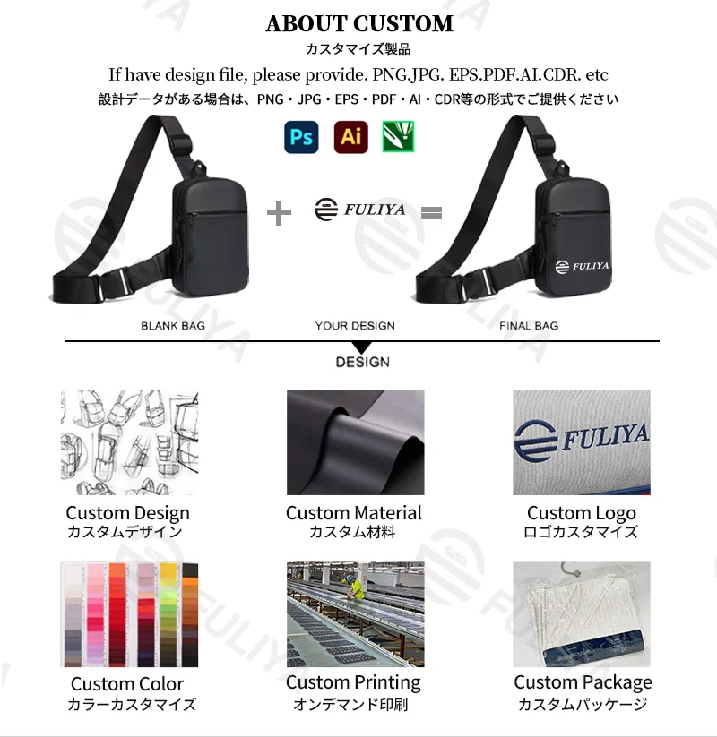 Guangzhou Fuliya Industry Co.,Ltd C-81208 Lightweight waterproof men's crossbody bag, multi-compartment storage, swivel quick-release buckle, adjustable strap and comfortable handle - wear as chest or crossbody for commuting, cycling, and sports.