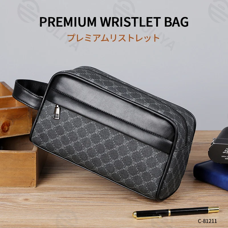 広州富麗雅実業有限会社 C-81211 シンプルメンズクラッチバッグ、撥水・耐磨耗、多仕切り収納、スムーズジッパーと快適ハンドル - デイリー・通勤に。