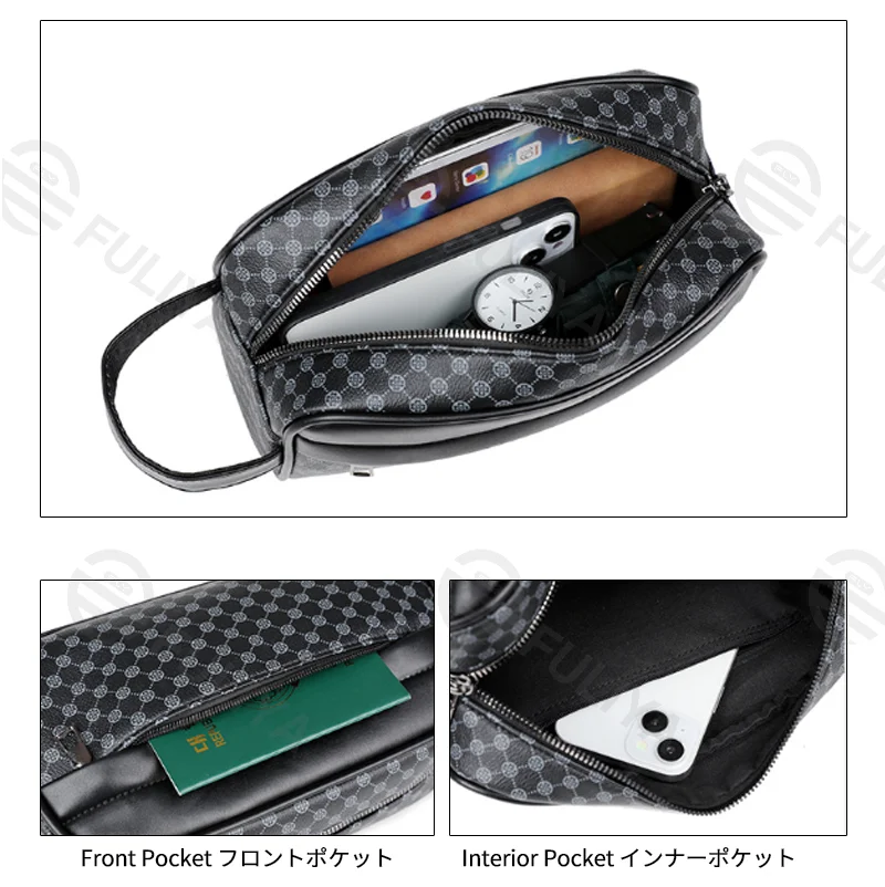 広州富麗雅実業有限会社 C-81211 シンプルメンズクラッチバッグ、撥水・耐磨耗、多仕切り収納、スムーズジッパーと快適ハンドル - デイリー・通勤に。