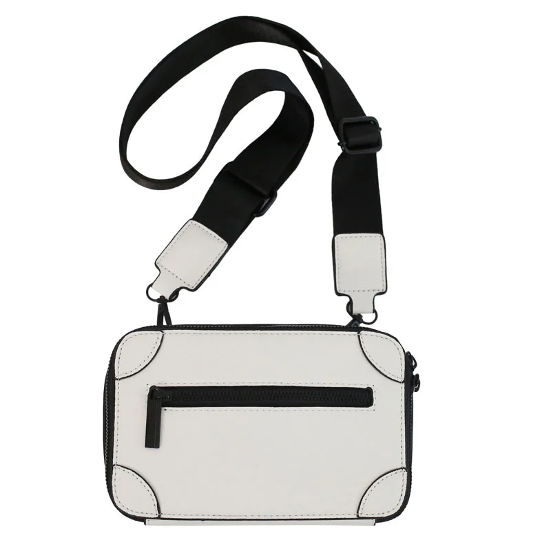Guangzhou Fuliya Industry Co.,Ltd C-81213 Korean-style men's mini box bag, crossbody, smooth zipper, metal hardware, adjustable strap, and detachable pouch - for daily and casual use.