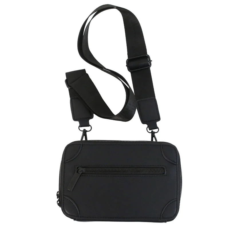 Guangzhou Fuliya Industry Co.,Ltd C-81213 Korean-style men's mini box bag, crossbody, smooth zipper, metal hardware, adjustable strap, and detachable pouch - for daily and casual use.