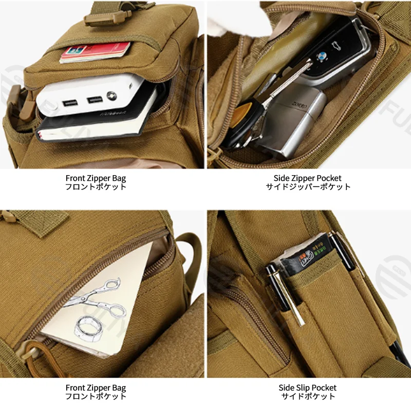 Guangzhou Fuliya Industry Co.,Ltd C-81217 Multi-functional tactical waist/thigh bag, water-resistant Oxford fabric, multi-compartment, waist or crossbody carry - for outdoor, sports, and cycling.